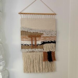 Handcrafted Woven Wall Hanging in Cream and Brown